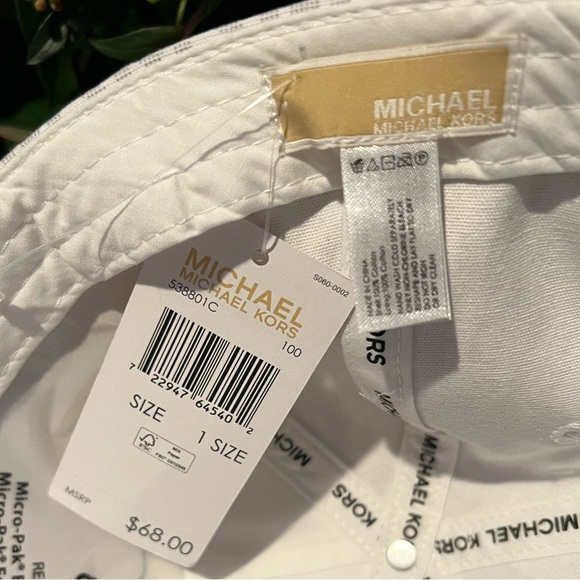 NWT Michael Kors Monogram MKLogo OS White/Gray Baseball Cap MSRP-$68 main image 4